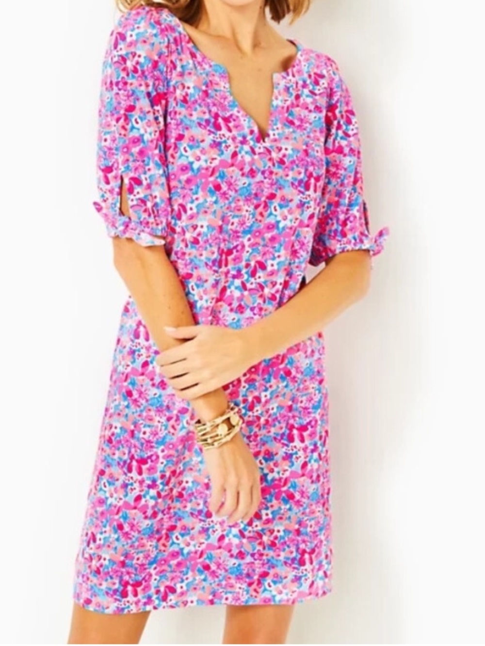 Lilly Pulitzer Baby Bloomer Easley T-Shirt Dress Floral Printed